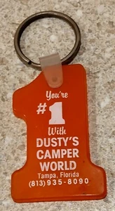 Vintage "You're #1 With DUSTY'S CAMPER WORLD" Keychain Flexible Plastic Tampa FL - Picture 1 of 2