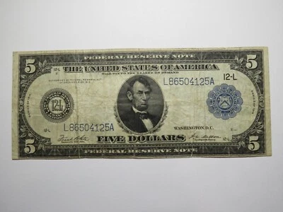 $5 1914 San Francisco California CA Federal Reserve Large Bank Note Bill FINE - Image 1 of 2