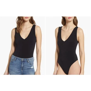 Leith V-Neck Bodysuit in Black Women's sz. XS Stretchy Cheeky Bottom - Picture 1 of 6