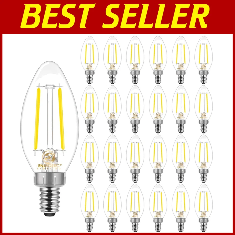 Elegant B10 Candle Shape Dimmable LED Bulbs, 24 Pack, Instant Brightness, E12 - Image 1 of 4