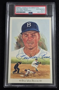 PEE WEE REESE Signed Perez Steele Card-HOF-BROOKLYN DODGERS-PSA - Picture 1 of 5