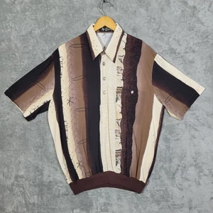 Vtg Alan Stuart Shirt Mens L Abstract Stripe Short Sleeve Pullover Soprano USA - Picture 1 of 9