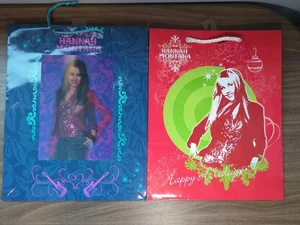 Vintage Hannah Montana Geschenktüten 2 Stück Disney linsenförmig 3D & rot grün Tasche - Bild 1 von 13
