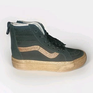 Scarpe da skate Vans SK8 Hi Zip oro glitter nero sneakers junior taglia 11 anno - Foto 1 di 24