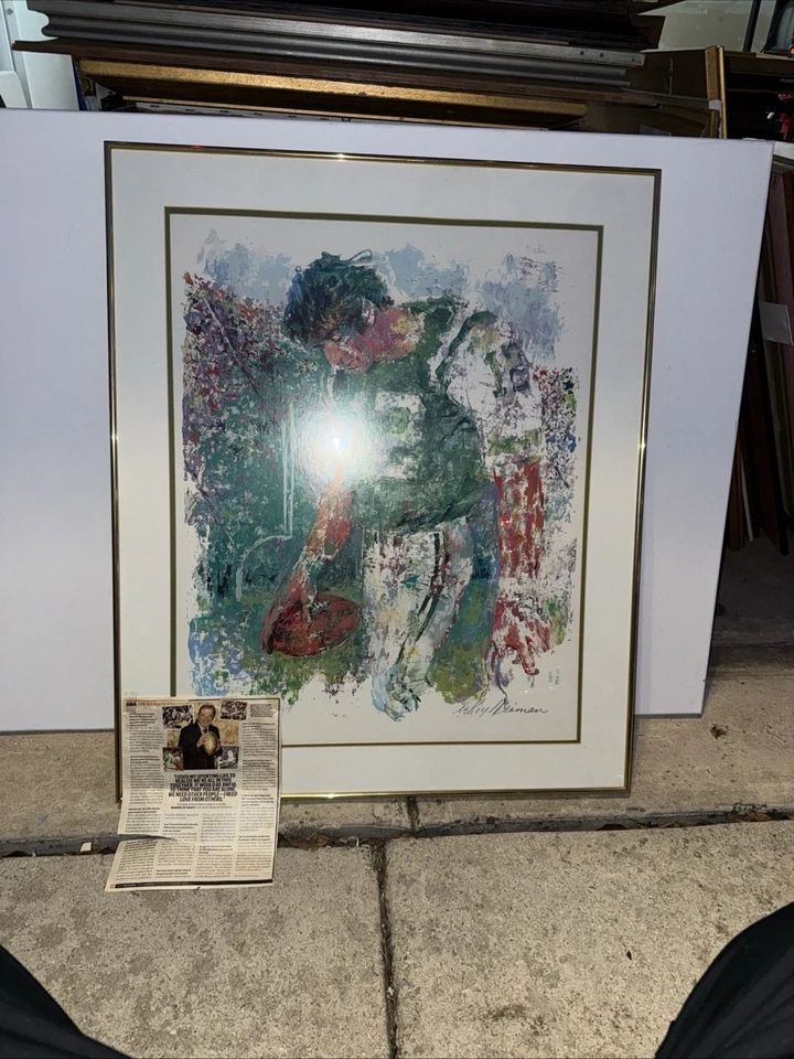 Litografía artística autógrafa firmada por LeRoy Neiman Broadway Joe Namath Foto 1 de 4