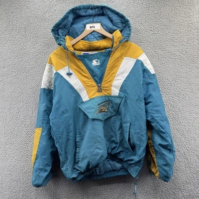 Vintage Jacksonville Jaguars Puffer Jacket Youth Large Blue NFL Starter 90s READ - Image 1 of 4