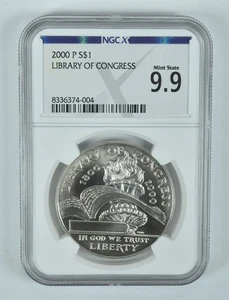 2000-P Library Of Congress Commemorative Silver Dollar Mint State 9.9 NGC X - Picture 1 of 5