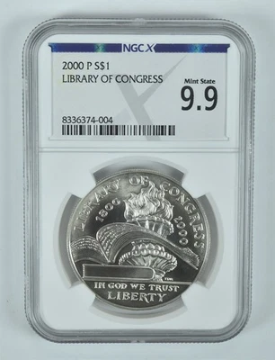 2000-P Library Of Congress Commemorative Silver Dollar Mint State 9.9 NGC X - Image 1 of 4