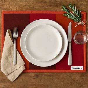 Crate & Barrel Soho Felt Wool Blend Placemats Set of 3 Red Orange Patchwork - Picture 1 of 7