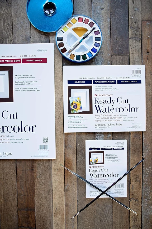 140-205 Acuarela Corte Listo, Prensa en Frío, 5" X 7", Blanco, 25 Hojas, Multicolor Foto 1 de 4