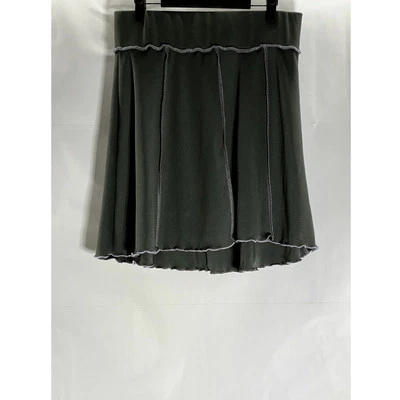 ASOS DESIGN Curve Women's Black Lettuce Trim Overstitch Ribbed A-Line Skirt SZ14 - Image 1 of 4