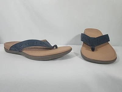 Vionic Shona Leather Sandals Flip Flops Arch Support Comfort Navy Women Size 11 - Image 1 of 4