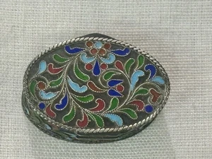 SUPERB STERLING SILVER AND ENAMEL CHAMPLEVE PILL BOX. c 1930 - Bild 1 von 3