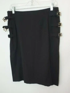 Escada Women's Silver Buckle Black Pencil Skirt Size 38 = US 8 - Picture 1 of 4