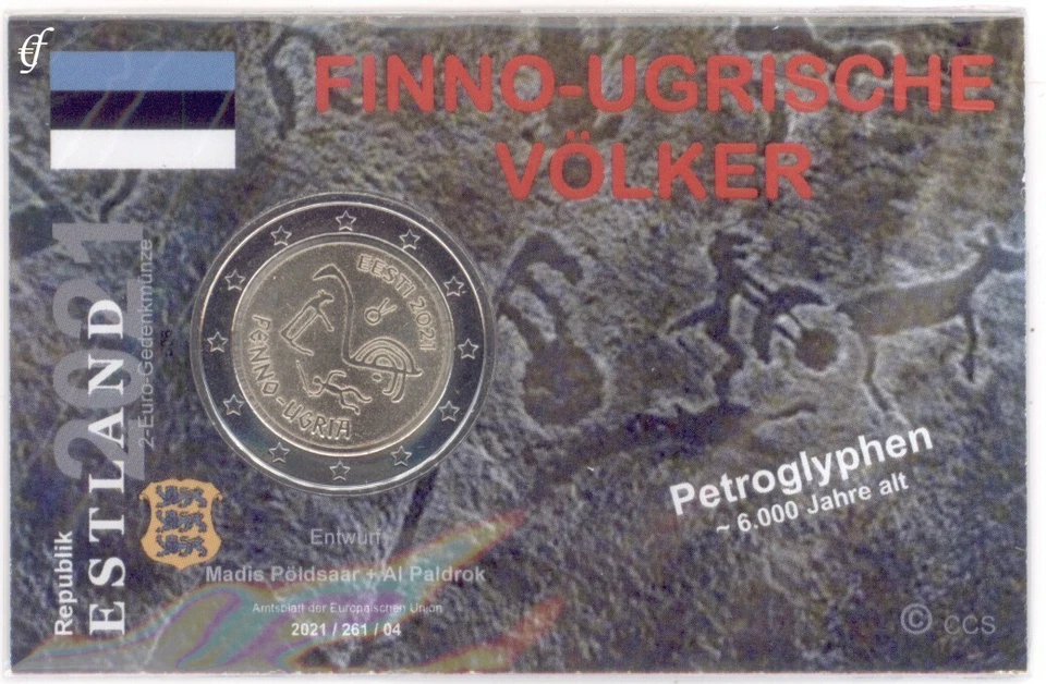 2 Euro Münze in Coincard / Infokarte Estland 2021 Finno-ugrische Völker - Bild 1 von 1