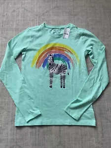 NWT Girls' Crewcuts Rainbow Zebra Glitter Long Sleeve Shirt-XL - Picture 1 of 8