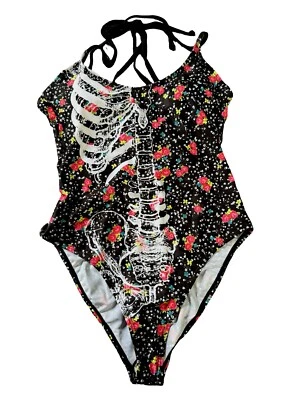 Puño de Hierro Único Esqueleto Calavera Flores Punk Gótico Rockabilly DITZY Traje de Baño XS Foto 1 de 3