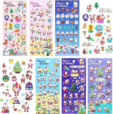 240PCS Christmas Stickers, 3D Puff Foam Sticker - 6 Sheets Christmas Window Stic — 第 1/4 张图片