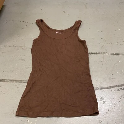 Camiseta sin mangas acanalada marrón azul ancla grande para mujer Foto 1 de 4