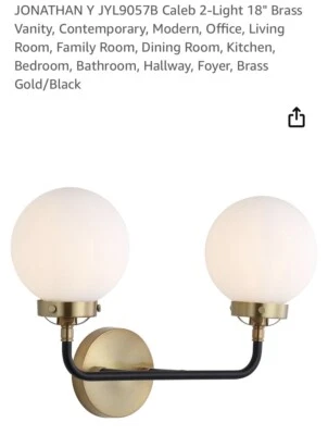 Aplique JONATHAN Y JYL9057B Caleb 2 luces 18", latón dorado/negro, 2 bombillas Foto 1 de 4