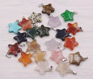 Wholesale Lot 10pcs MIX Natural Stone pentagram Gemstone Necklace Pendant - Picture 1 of 2
