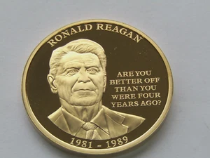 American Mint Presidents of the Republican Party Ronald Reagan Layered 24k Gold - Picture 1 of 9