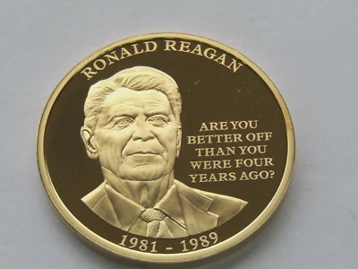 American Mint Presidents of the Republican Party Ronald Reagan Layered 24k Gold - Image 1 of 4