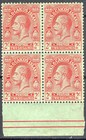 Turks & Caicos 1922 KGV  2 shillings block of 4 mint stamps  MNH