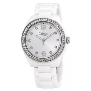 COACH 14501807 TRISTEN WHITE CERAMIC BRACELET SWAROWSKI CRYSTAL WOMEN'S WATCH - Picture 1 of 1