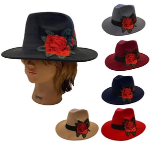 Lady Women fedora bucket Church dress Party UV protection rose flower patch hat - Picture 1 of 6