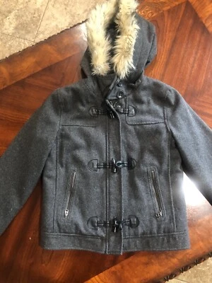 Gap Kids gray hooded coat faux fur hood warm winter jacket Size X-large - Image 1 of 4