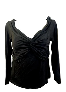New Ann Taylor LOFT Top Women's Size XL Black Twist Front 3/4 Sleeve Shirt NWT - Picture 1 of 5