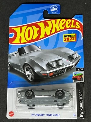 Hot Wheels 2023 HW Roadsters 8/10 Silver '72 Stingray Convertible 132/250 - Image 1 of 3