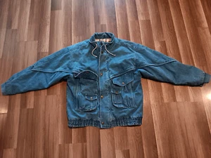 Vintage Saugatuck Dry Goods Decke gefüttert Herren Größe M Bomber Jeansjacke - Bild 1 von 21