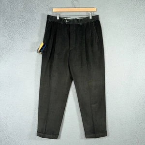 Vintage St Michael Marks Spencer Corduroy Pants Men 34X31 Pleated Cuffed Trouser - Picture 1 of 17