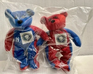 Beverly Hills Peluche 00 Presidente Bush VP Cheney Rojo Azul Gorro Oso Conjunto Sellado - Imagen 1 de 14