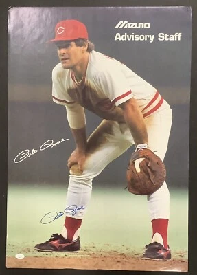 Pete Rose Signed Poster 19x28 Reds Hit King Baseball Autograph Mizuno Rare JSA - Image 1 of 4