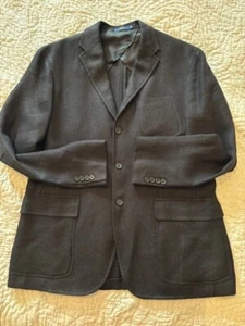 Ralph Lauren Polo Seda Lino Negro Azteca Deportista Western Blazer Abrigo Deportivo 44 - Imagen 1 de 15