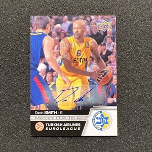 2015-16 UD Euro League DEVIN SMITH #E-25 Maccabi FOX Tel Aviv AUTO - BASKETBALL 