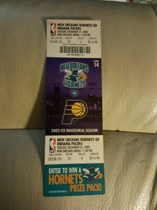 FULL TICKET STUB NEW ORLEANS HORNETS v indiana pacers 12/31/02 1st year pelicans - Picture 1 of 2