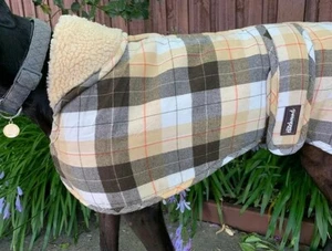 Greyhound Winter Coat/Jacket - Norfolk Plaid Fleece - Picture 1 of 3