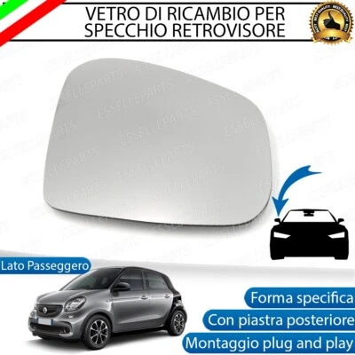 SPECCHIETTO SMART FORFOUR 453 VETRO SPECCHIO RETROVISORE LATO PASSEGGERO - Immagine 1 di 4