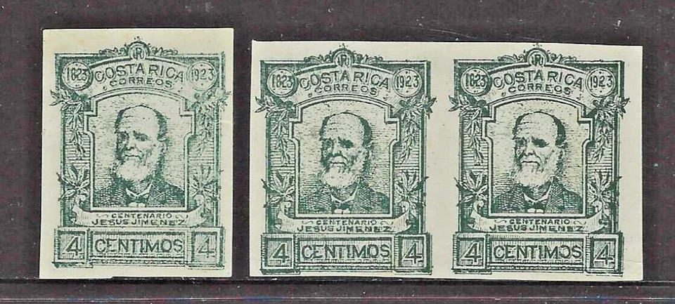 PAR COSTA RICA JESÚS JIMÉNEZ VERDE ESCURO, CLARO ÚNICO MENA I115 IMPERFEITO MNG 1923 - Imagem 1 de 1