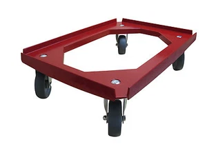 Transportroller 600x400 Kistenroller - Bäckerei - rot - 4 Gummi-Lenkrollen - Bild 1 von 5