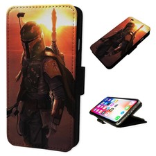 Boba Fett Bounty Hunter Sun - Flip Phone Case Wallet Cover Fits Iphone & Samsung