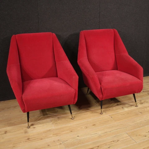 Pair of Italian armchairs red velvet modern living room chairs 900 furniture Cover
