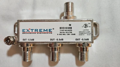 Extreme Broadband BDS103HB 3-Way Balanced Digital Cable Splitters  CATV   4 PACK - Image 1 of 3