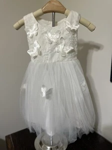 Kleid Popatu Größe 18 M Baby Mädchen weiß Tüll Schmetterling ärmellos - Bild 1 von 4