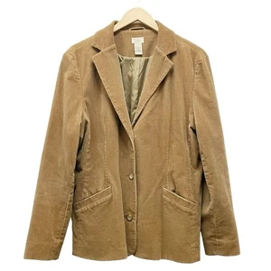 Vintage 80s L.L. Bean Tan Camel Cotton Corduroy Blazer Jacket Women’s Size 18 - Picture 1 of 9