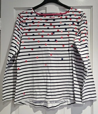 Top Jersey Joules Harbour Manga Larga Talla UK 12 Azul Marino Rayas Punto Algodón Bretón Foto 1 de 4